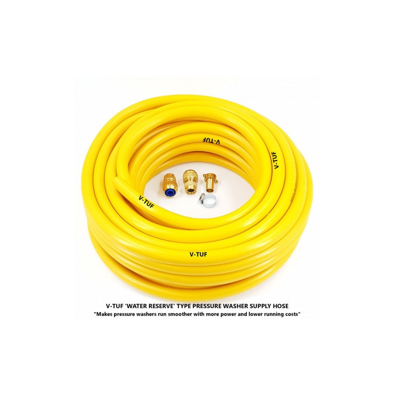 WASHFLEX PRO 'WATER RESERVE' 25m PRESSURE WASHER WATER SUPPLY HOSE KIT c/w KCQ & 3/4 FITTINGS - BF3425-B1234