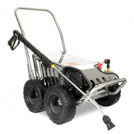 V-TUF RAPIDSSC 415v All-Stainless Industrial Cold Water Mobile Pressure Washer - 3000psi, 200Bar, 15L/min (with Total Stop)