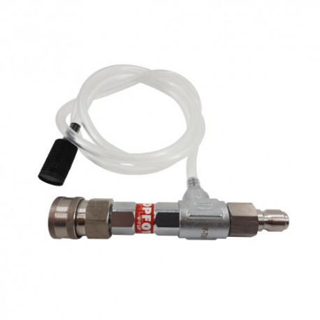 FOAM INJECTOR - V-TUF RED - FIXED DOSE MSQ Male IN x MSQ Female OUT + 2M Clear hose + Chemical Filter