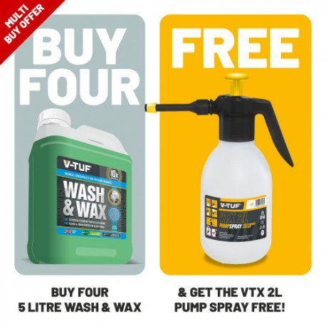V-TUF VTC620 5 LITRE LUXURY WASH & WAX 10X CONCENTRATED & FREE VTX-2L PROFESSIONAL SPRAYER