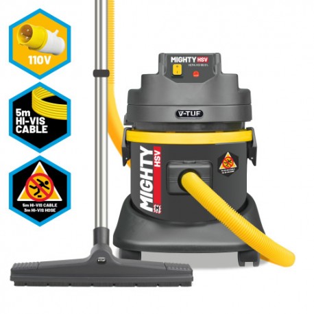 V-TUF MIGHTY HSV - 21L M-Class 110v Industrial Dust Extraction Wet & Dry Vacuum Cleaner - Health & Safety Version