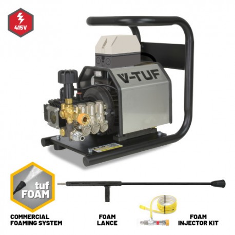 V-TUF 415-15150 Carry/ Mountable Frame Pressure washer 415volt 2250psi, 150Bar, 15L/min with COMMERCIAL FOAM SYSTEM