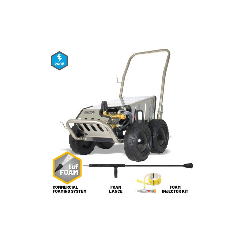 V-TUF RAPID SSCF 240v All-Stainless Industrial Pressure Washer (Total Stop) with COMMERCIAL FOAM SYSTEM