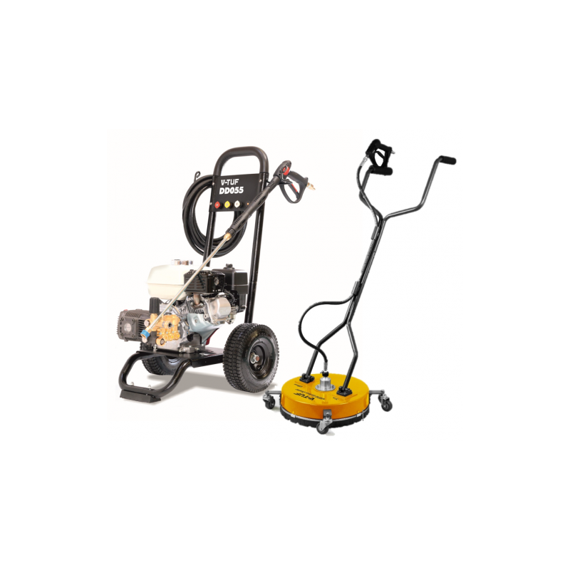 V-TUF DD055 Industrial 5.5HP Honda Driven Petrol Pressure Washer - 2000psi, 140Bar, 13.2L/min + 19" Poly DeckPatio Cleaner