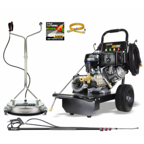 V-TUFDD130 13HP Honda Driven Petrol PWasher - 4350psi,300Bar250 Bar WP 15L/min - 21" tufTURBO Stainless Patio Cleaner