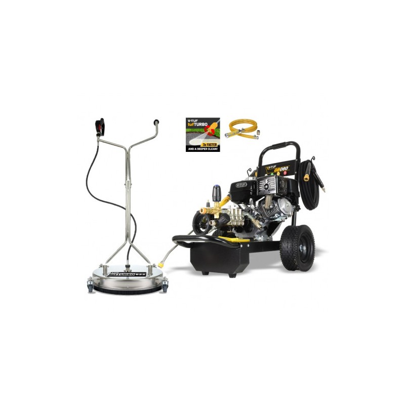 V-TUFGB080 9HP Gearbox Driven Honda Petrol PWasher - 2900psi, 200Bar, 15L/min - 21" tufTURBO STAINLESS STEEL PATIO CLEANER