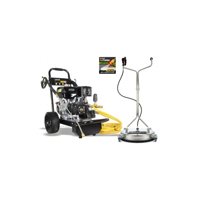 V-TUFGB110 13HP Gearbox Driven Honda Petrol Pressure Washer - 3000psi, 200Bar, 21L/min & 21"  Stainless Patio Cleaner