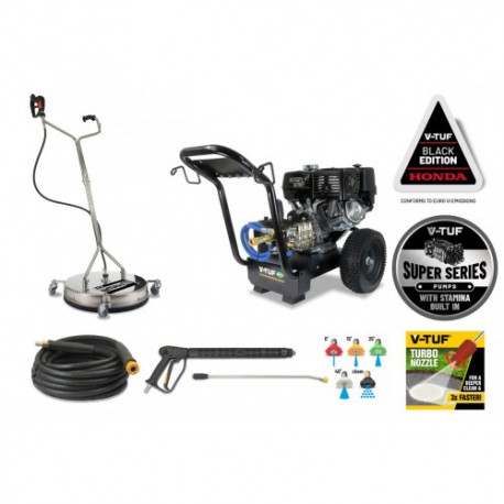 V-TUFDD130 13HP Honda Driven Petrol Pressure Washer - 4350psi,300Bar250 Bar WP 15L/min - 21" tufTURBO Stainless Patio Cleaner
