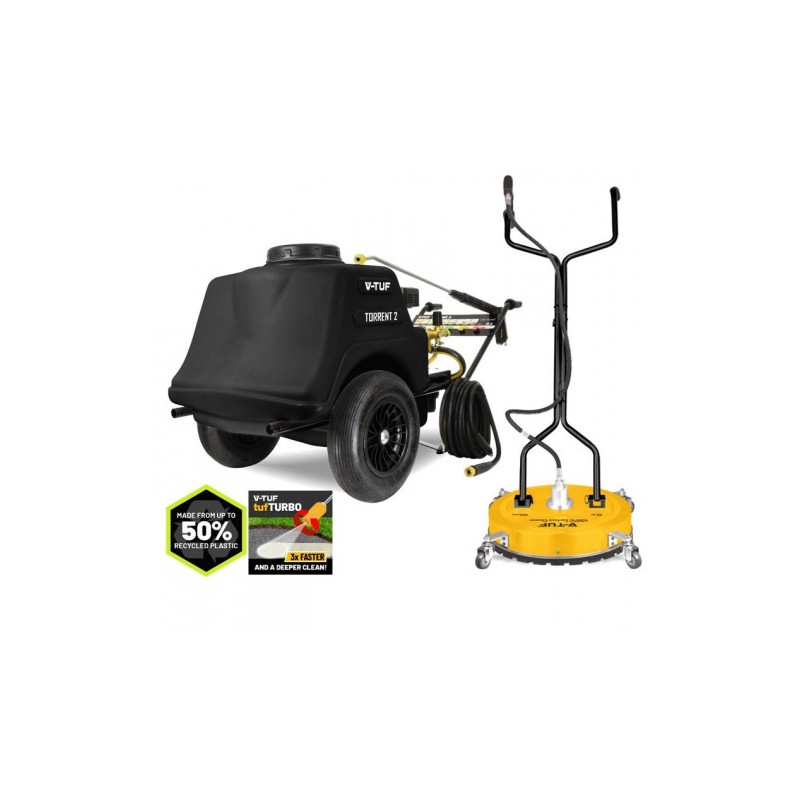 V-TUF TORRENT 2 7HP Mini-Bowser Petrol Pressure Washer 190 Bar, 13L/min + 19" POLY DECK SURFACE CLEANER