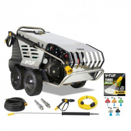 V-TUFRAPIDVSC240v Hot Water Stainless Industrial Mobile Pressure Washer - 1500psi, 100Bar, 12L/min & STONE RESTORATION BUNDLE