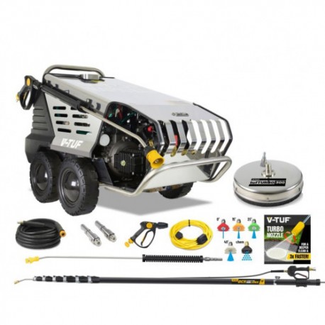 V-TUFRAPIDVSC240v100Bar, 12L/min Hot Water Stainless Pressure Washer + STONE RESTORATION & 42FT ROOF CLEANING BUNDLE