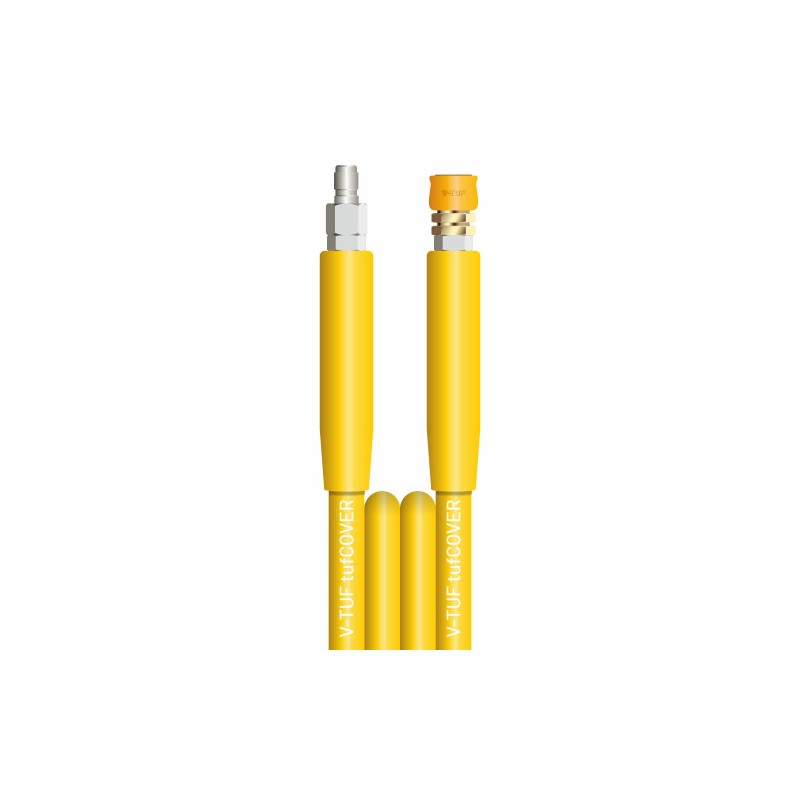 10m 2 WIRE, TOUGH COVER 3/8" 400BAR 155°C V-TUF YELLOW V-TUF with DURAKLIX HEAVY DUTY MSQ COUPLINGS