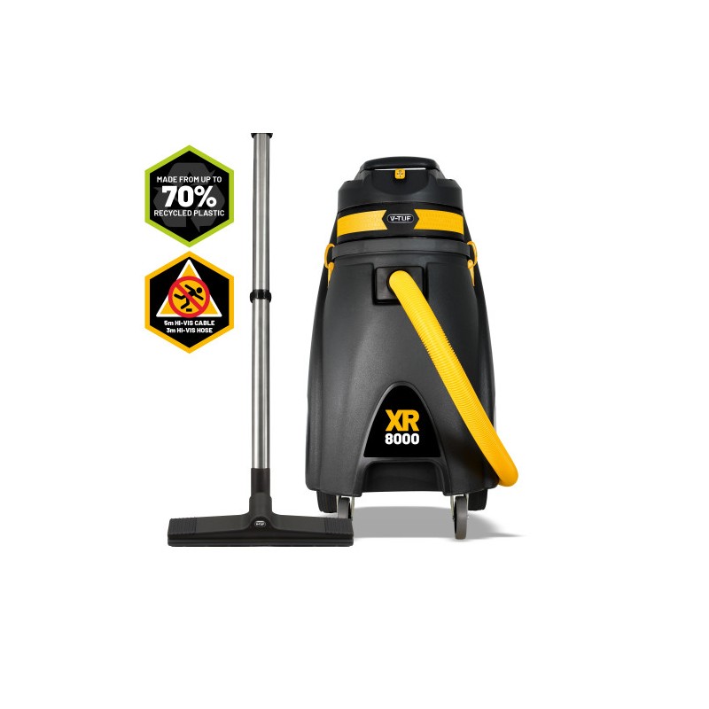 V-TUF XR8000 110V 80L 1700W High Performance Wet & Dry Industrial Vacuum Cleaner - Made from 70% Recycled Plastic