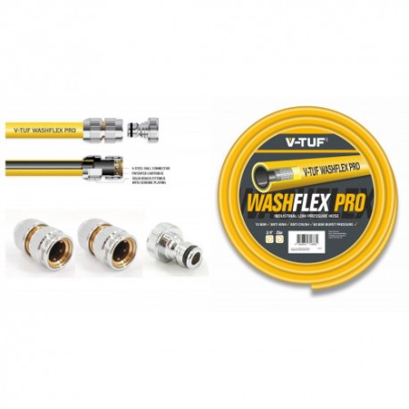 25m 3/4" 10 BAR WASHFLEX PRO WATER SUPPLY HOSE & KCQ COUPLING KIT- BF3425-KIT1