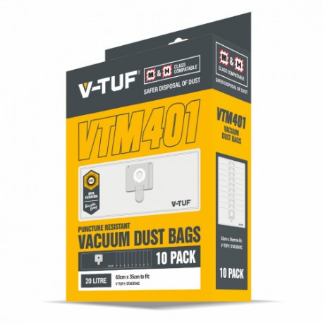 Dust Bags to Fit V-TUF® For STACKVAC - Pack of 10No. - FSC